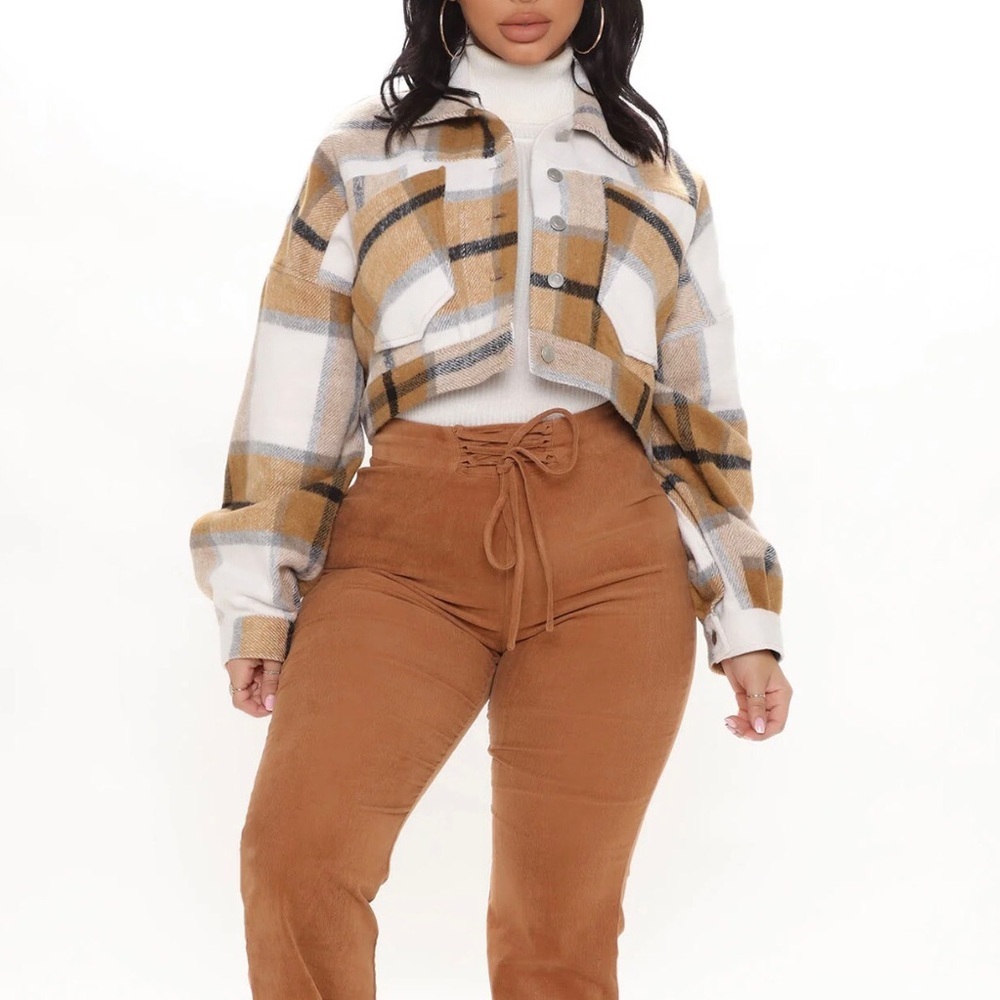Fashion Nova Cropped Plaid Jacket Shacket - Size XL